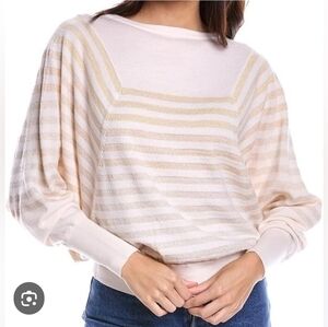 Trina Turk Carraway Wool-Blend Glitter Strip Sweater Size XS